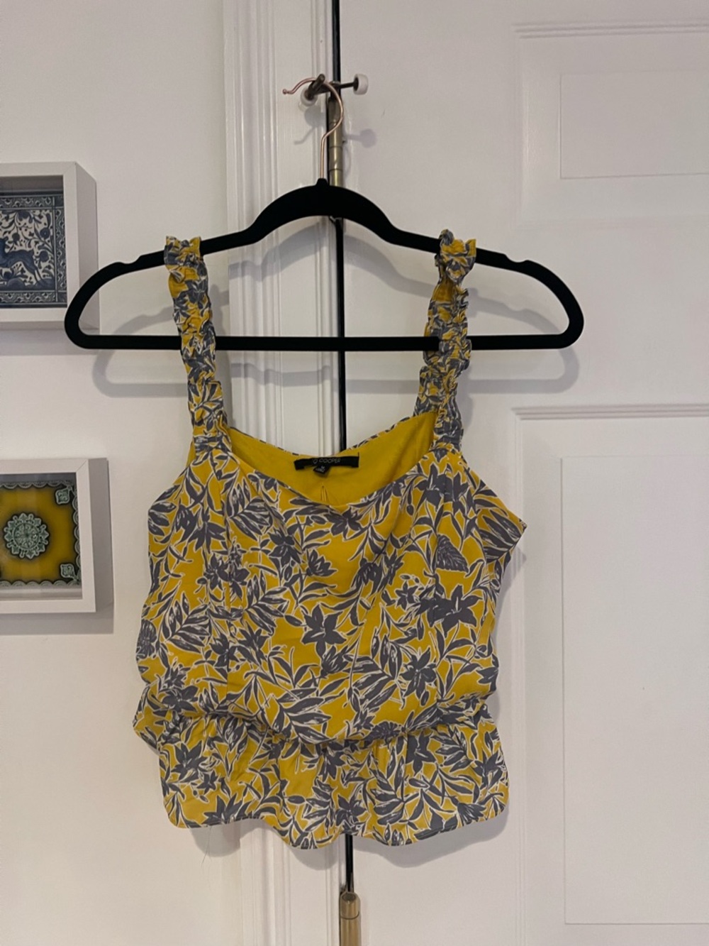 19 Cooper Yellow Floral Ruffle-Strap Camisole